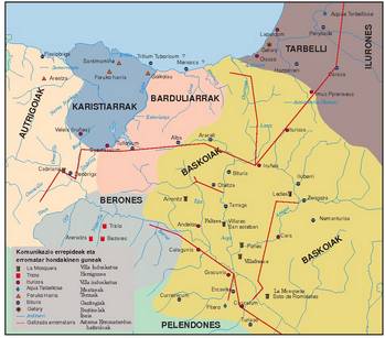 Erromatarren garaiko Euskal Herriko ekonomia eta salerosketa gune nagusiak.<br><br>